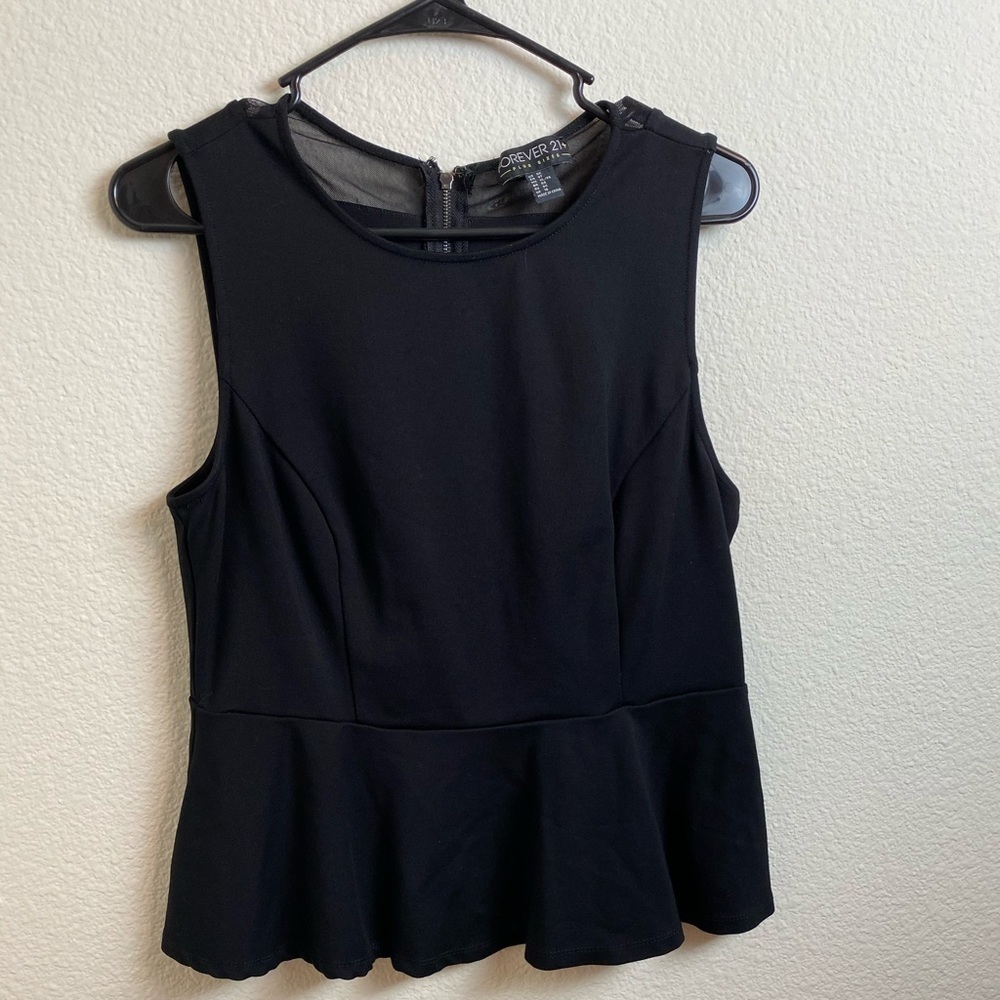 Black Peplum Sleeveless Top